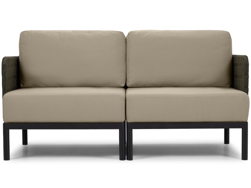 Диван садовый модульный Мидеро Рогожка Бежевый/Черный