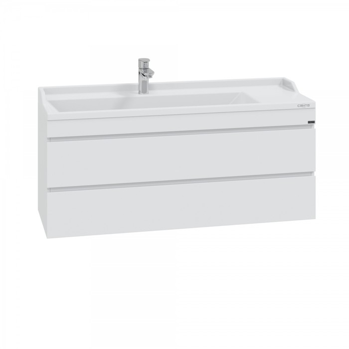 Тумба подвесная «СаНта. Марс 120», с раковиной SIRIUS 120, 2 ящика, цвет белый