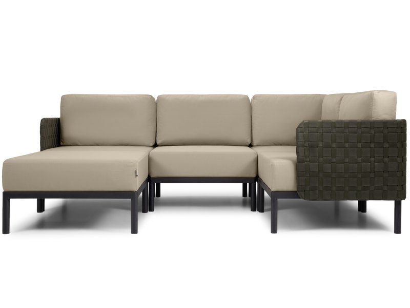 Диван садовый модульный Мидеро 2 Рогожка Бежевый/Черный