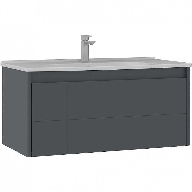 Тумба с раковиной Orka Likya 100 5002489 подвесная Антрацит матовый