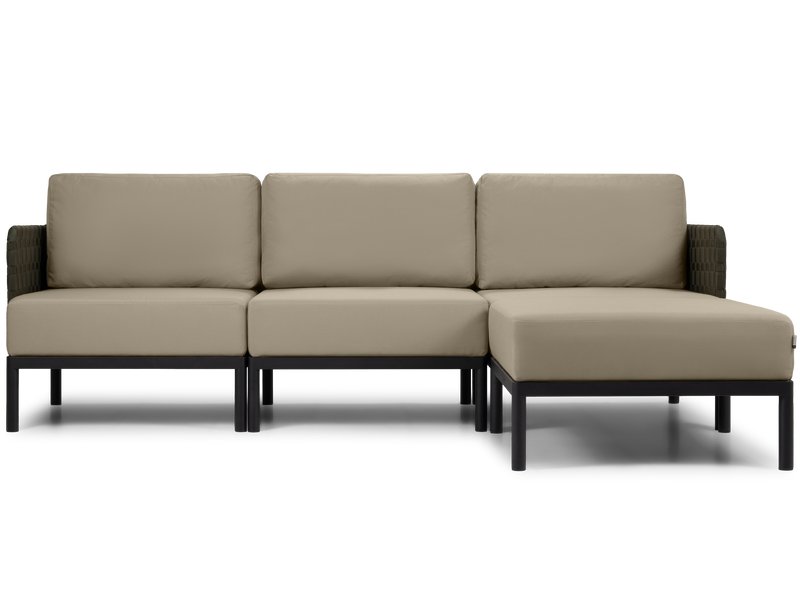 Диван садовый модульный Мидеро 1 Рогожка Бежевый/Черный