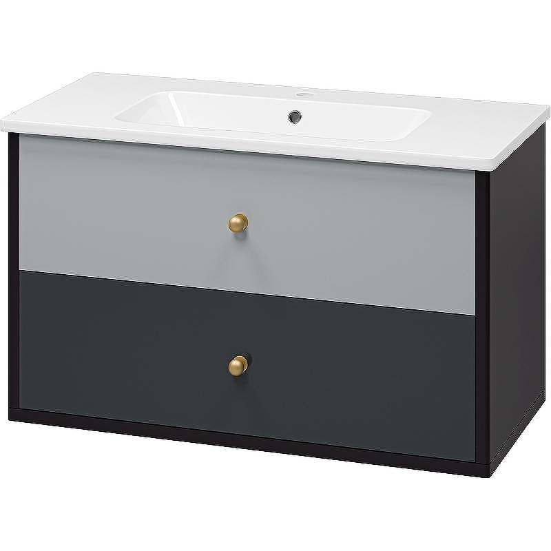 Тумба с раковиной Brevita 50 Shades of Grey Кристиан 100 УТ000014283 подвесная Черная матовая Серая матовая