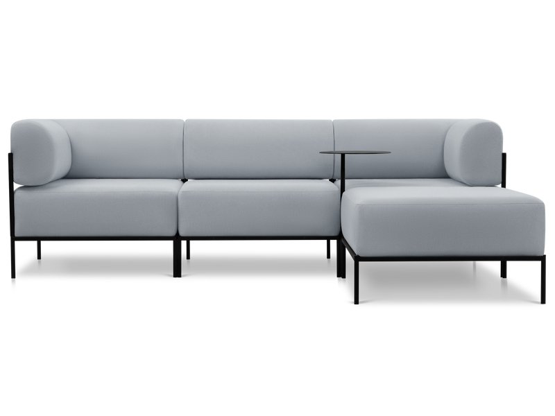 Диван садовый модульный Нолан 1 Рогожка Светло-Серый/Черный