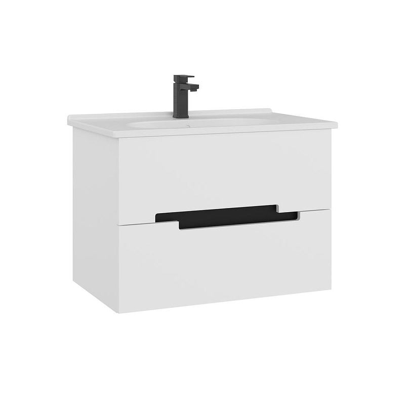 Тумба с раковиной Orka Lodi 80 5005885 подвесная цвет Белый Черный